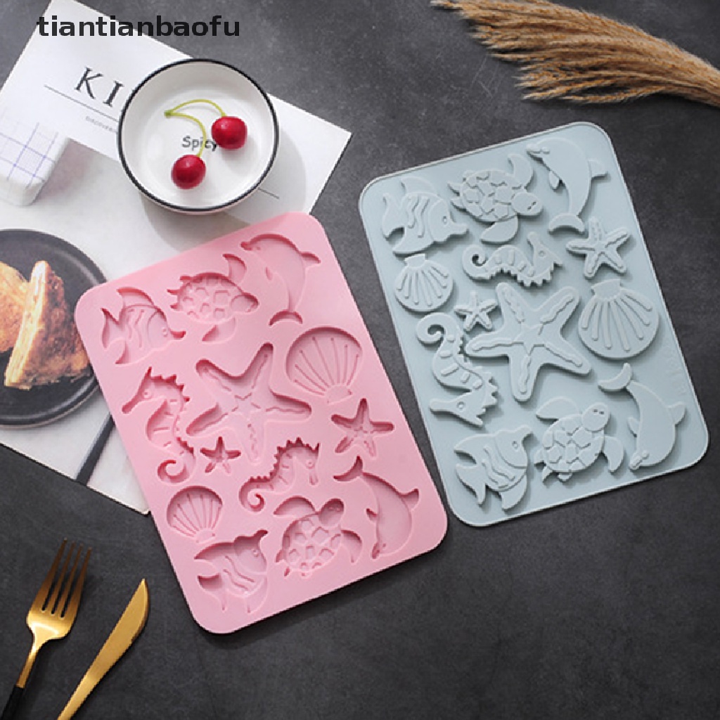 [tiantianbaofu] Silica Gel Cake Dekorasi Kue Cetakan Coklat Silikon Biologi Laut Butik