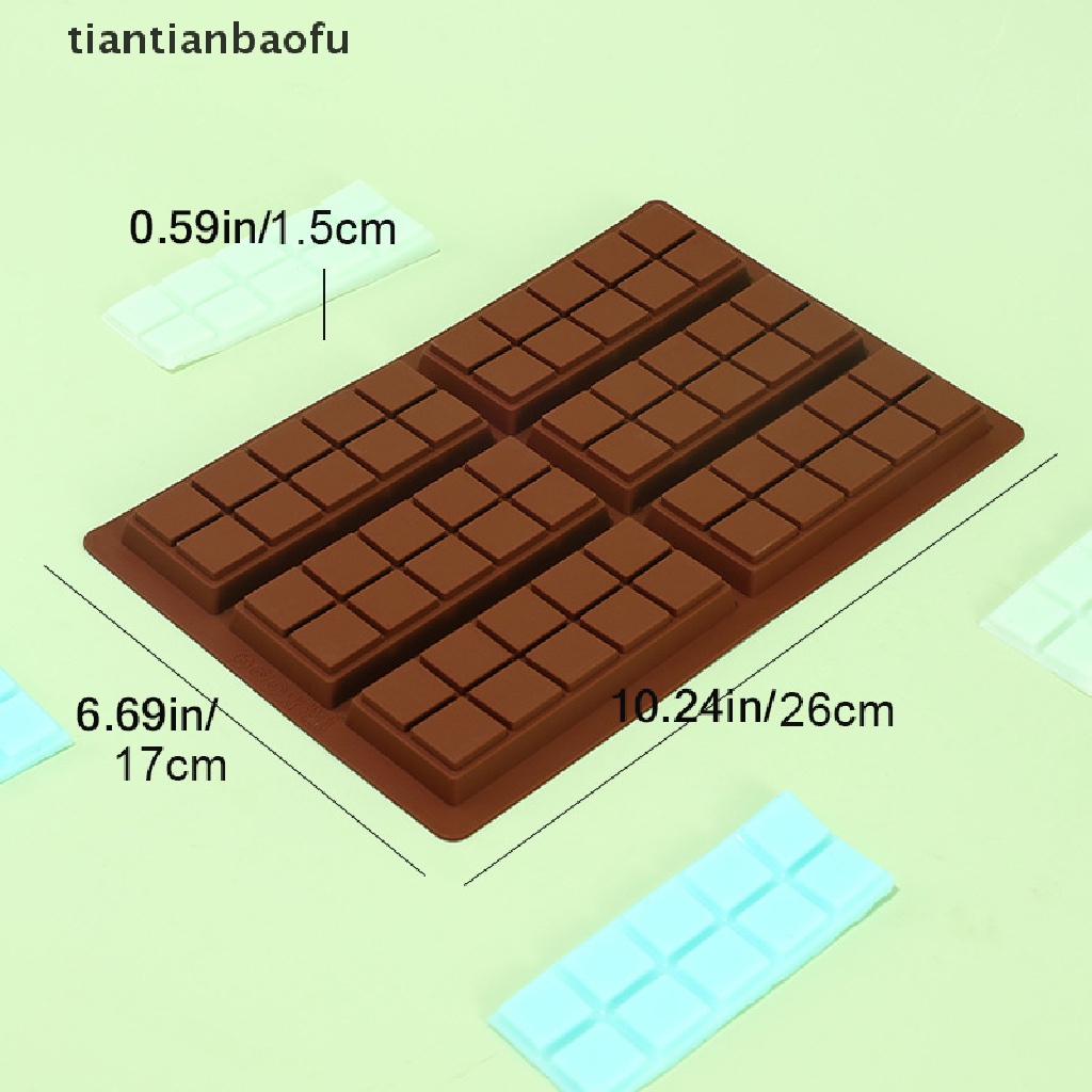 [tiantianbaofu] 1pc 6lubang Persegi Panjang Cetakan Silikon DIY Handmade Anak Dessert Baking Mold Butik