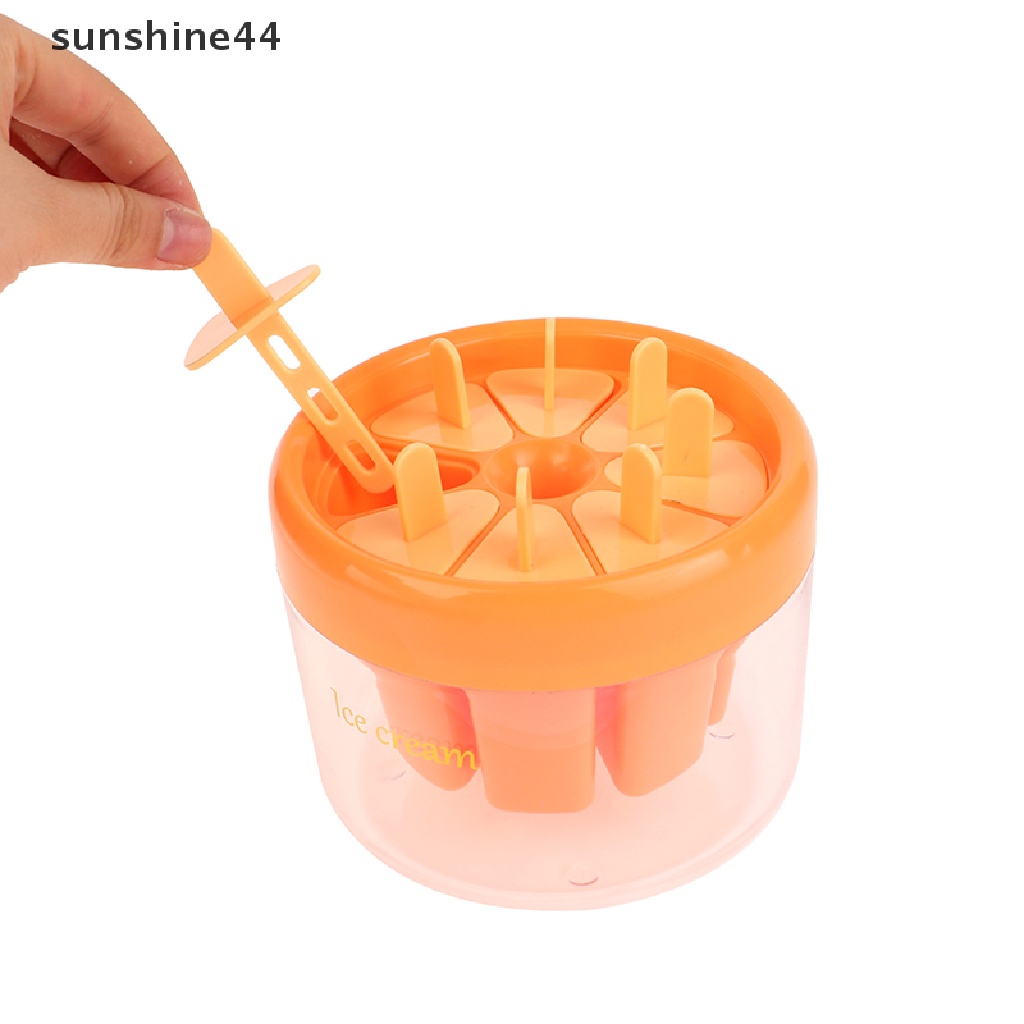 Sunshine 8cells Cetakan Es Krim Silikon Juice Popsicle Maker Cetakan Es Lilin Dengan Stik ID