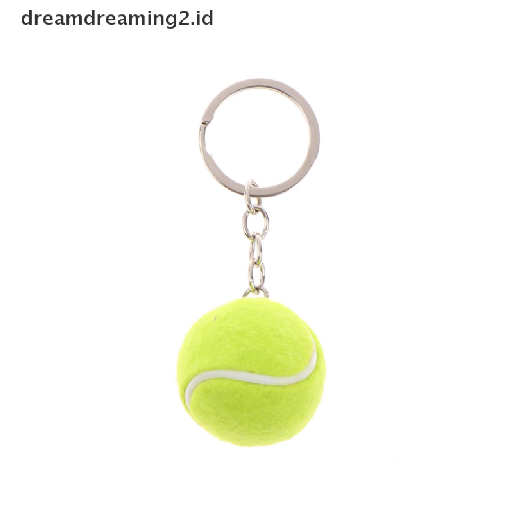 (hot) Bola Tenis Gantungan Kunci Logam Gantungan Kunci Mobil Key Ring Rantai Olahraga Liontin sliver//