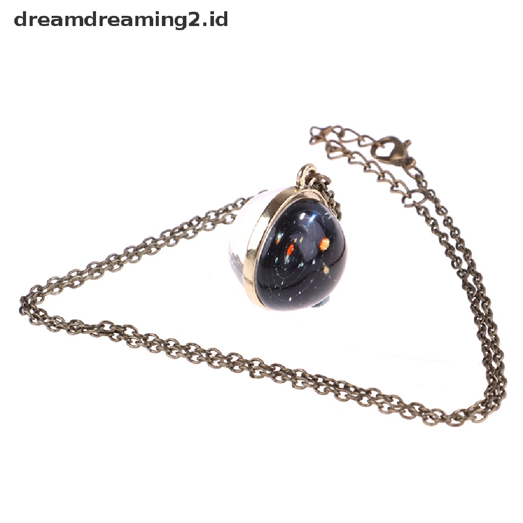 (hot) Kalung Tata Surya Liontin Galaxy Dua Sisi Pendant Universe Jewelry//