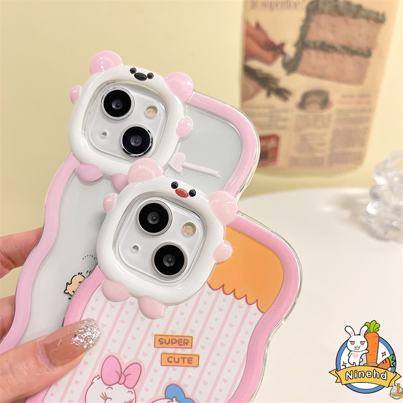 IPHONE Casing Kompatibel Untuk Iphone14 13 12 11 Pro Max X Xr Xs Max7 8 6 6s Plus SE Pasangan Kartun Bebek Casing Ponsel Lensa Monster Kecil Bening Soft Case Cover Shockproof Cover Pelindung