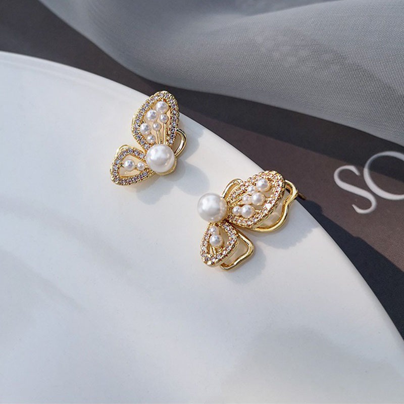 HBS 188 Anting Hijab Wanita Tusuk Mutiara Kristal Women Earrings Korea Aksesoris Fashion