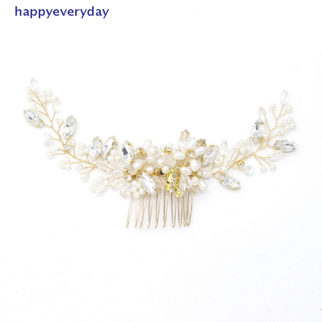 [happy] Sisir Rambut Pengantin Bridal Mewah Wedding Pearl Bead Clip Tiara Headband New [ID]