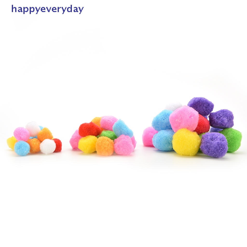 [happy] 100pcs Pom Pom Berbulu Lembut Warna Campur Untuk Kerajinan Tangan Anak 20mm 30mm 40mm [ID]