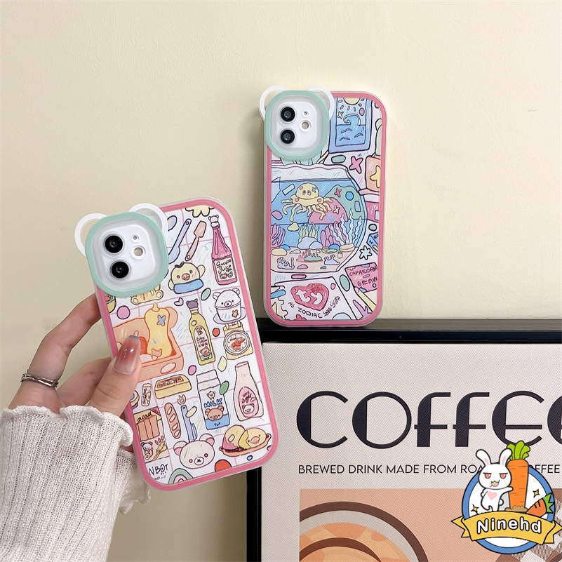 IPHONE Casing Kompatibel Untuk Iphone14 13 12 11 Pro Max X Xr Xs Max SE 8 7 6 6s Plus SE 2020 Ins Gaya Retro Lukisan Ponsel Case Tahan Gores Bening Shockproof Soft Cover Pelindung SE 2020 SE