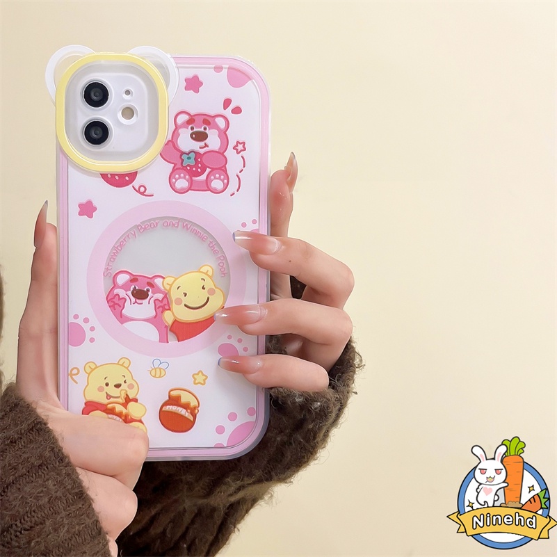 IPHONE Casing Kompatibel Untuk Iphone14 13 12 11 Pro Max X Xr Xs Max SE 8 7 6 6s Plus Kartun Beruang Merek Trendi Casing Ponsel Silikon TPU Soft Case Shockproof Bumper Casing Cover Pelindung