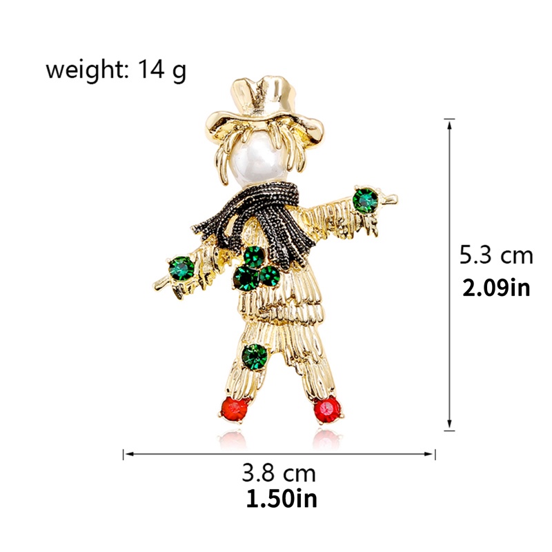 Baru Bros Natal Vintage Geometris Scarecrow Mutiara Berlian Imitasi Permata Perancis Logam Lucu Breastpin Untuk Wanita Perhiasan Pesta