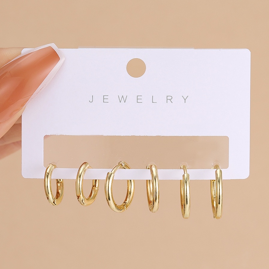 Ifyou Set Anting Hoop Zirkon Vintage Elegan Anting Emas Sederhana Untuk Wanita Fashion Aksesoris Perhiasan