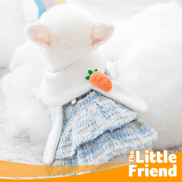 Baju Dress Anjing Kucing Betina Carrot Woolen Button - Dog Cat Skirt