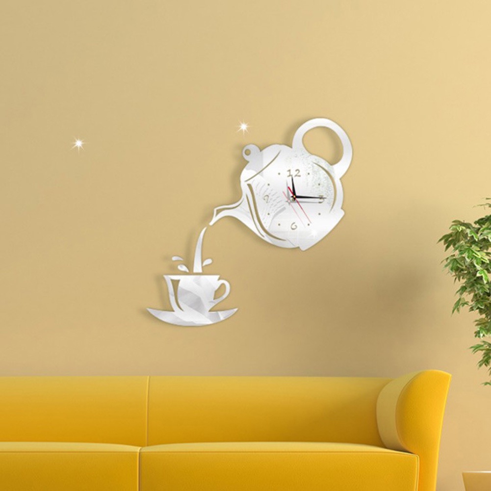 Mirror Self-adhesive Wall Sticker/Teko Kopi Bentuk Cangkir Wall Art Sticker/Dekorasi Dinding Rumah