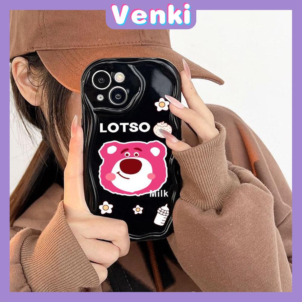 Case for iPhone 11 Pro Max TPU Soft Glossy Curved Wave Case Cute Cartoon Bear Camera Protection Shockproof For iPhone 14 13 12 11 Plus Pro Max 7 Plus X XR