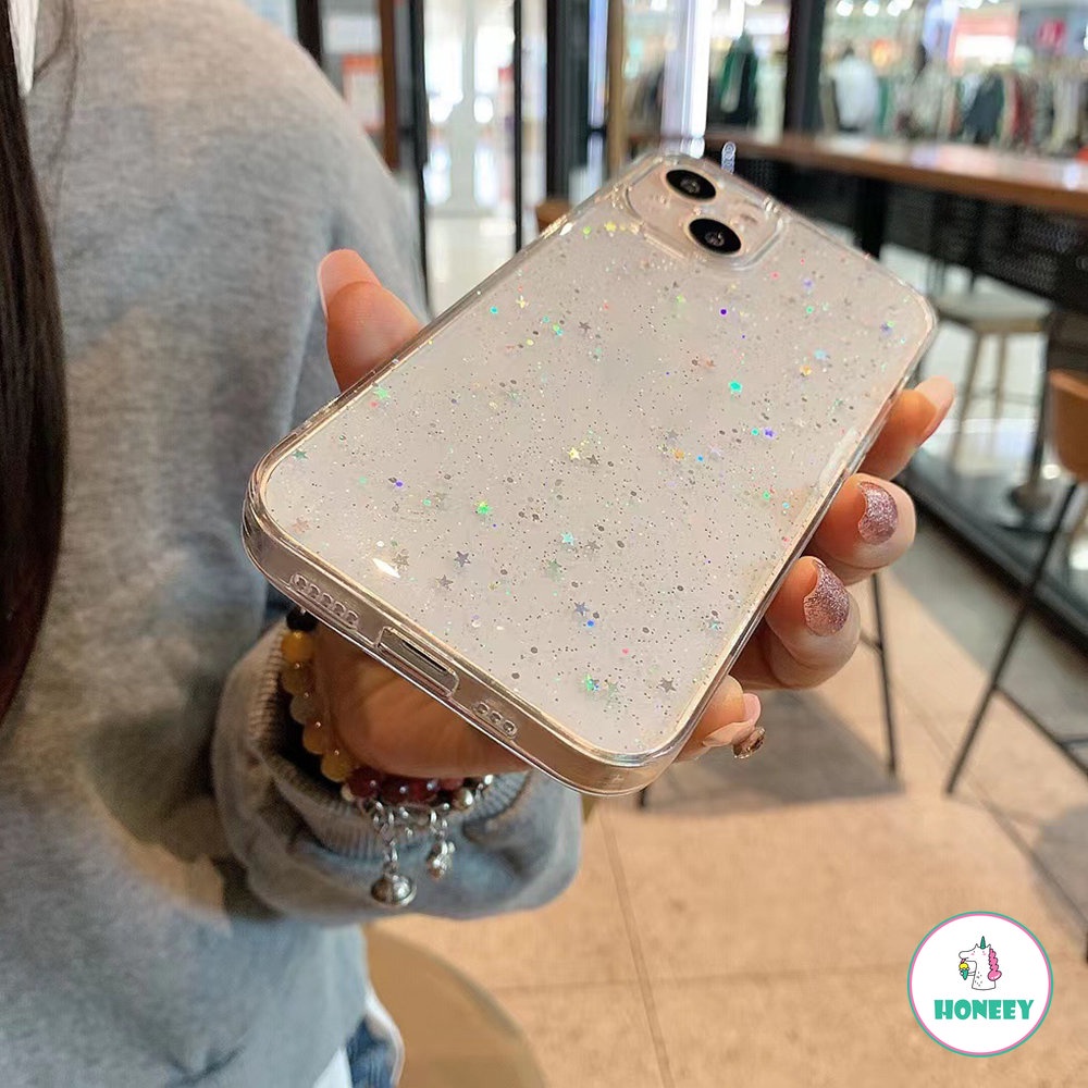 IPHONE Casing Bening Glitter Mewah Untuk Iphone13 14 11 12 Pro 12 X XR XS Max SE 7 8 Plus Cover Silikon Ponsel Transparan Lembut