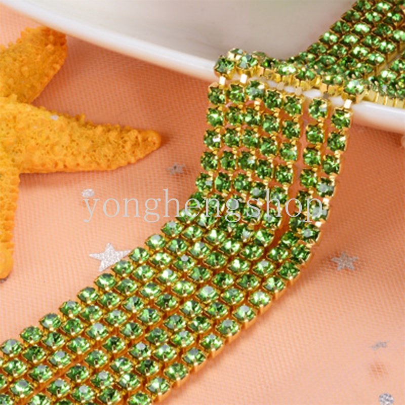 1m Colorful Kaca Kristal Berlian Imitasi Rantai Trim2/2.5mm Jahitan Rantai Sew-On Lem Di Cangkir Rantai DIY Kerajinan Tas Aksesoris Pakaian Dekorasi