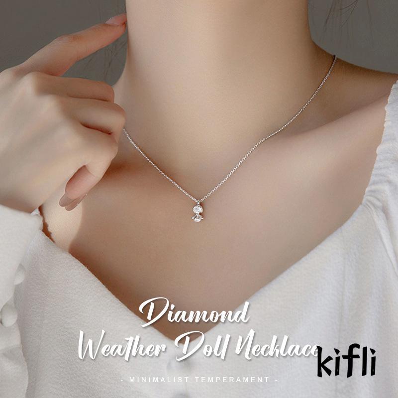 [KD] Berlian Bulat Minimalis Temperamen Cuaca Boneka Kalung Cahaya Mewah Kerah Rantai