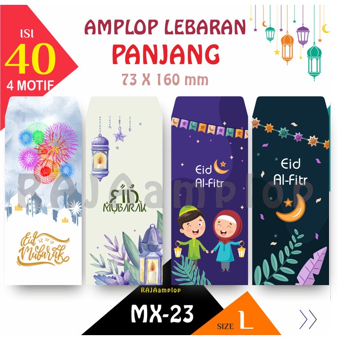 

[20 lbr] RAJA Amplop - TEBAL Angpao THR PANJANG Lebaran Idul Fitri MIX - MIX23 - 40 lbr, L