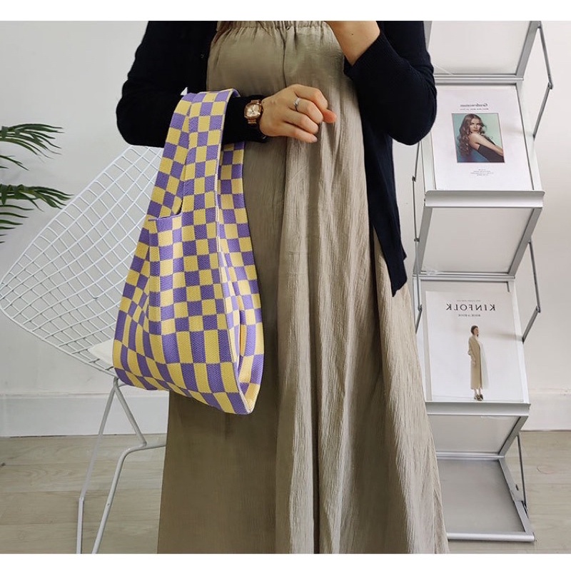 TI 3138 - BUFFOLLOW Vacay Tote Bag Motif Catur - Tas Bangkok Thailand Bufollow Bag - E1