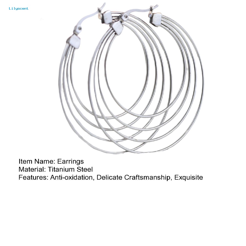 Lilyscent 1pasang Burrs-free Hoop Earrings Aksesoris Kostum 4layer Anting Hoop Besar Geometris