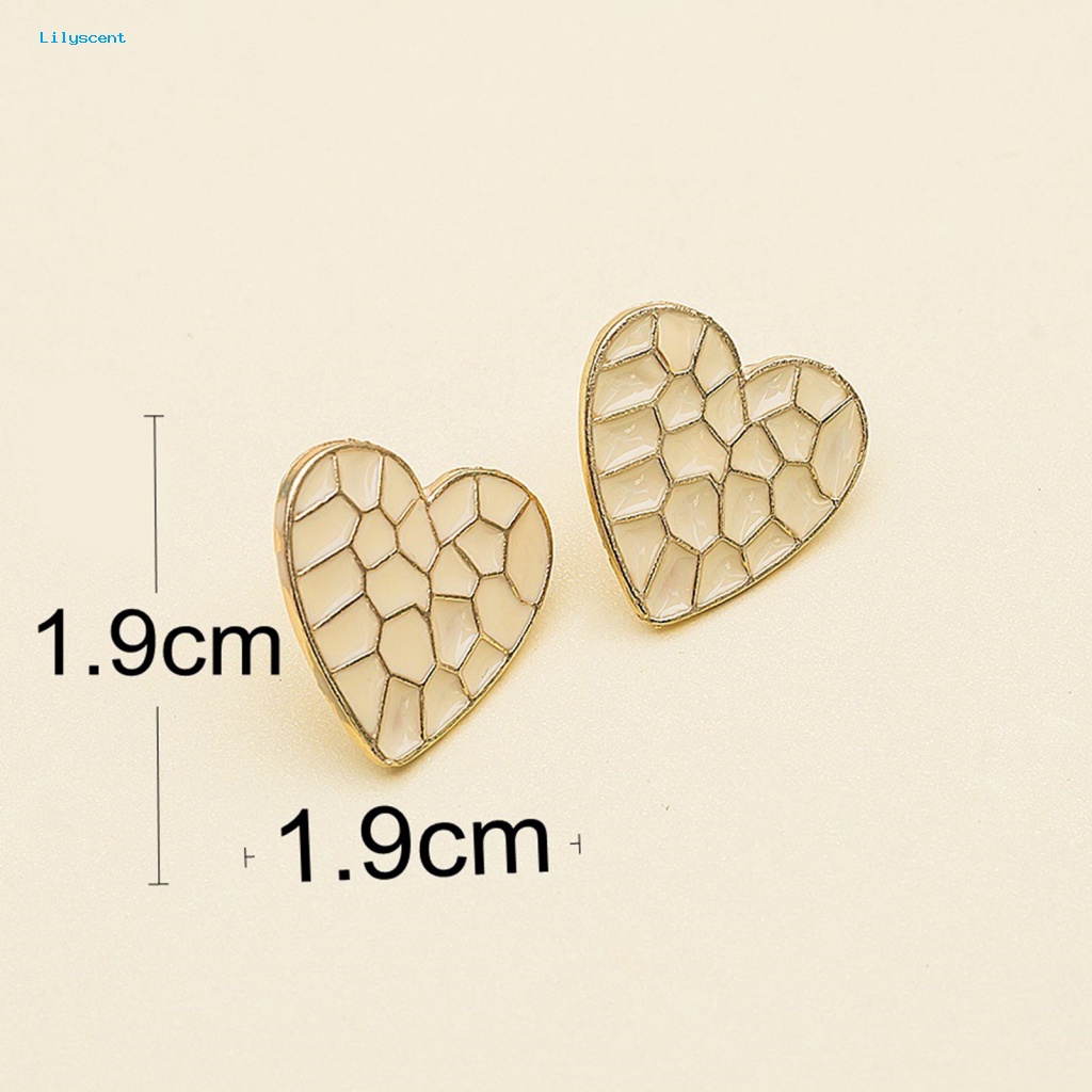 Lilyscent 1pasang Giwang Telinga Sentuh Kulit Aksesoris Fashion Enamel Bentuk Hati Stud Earrings Halus