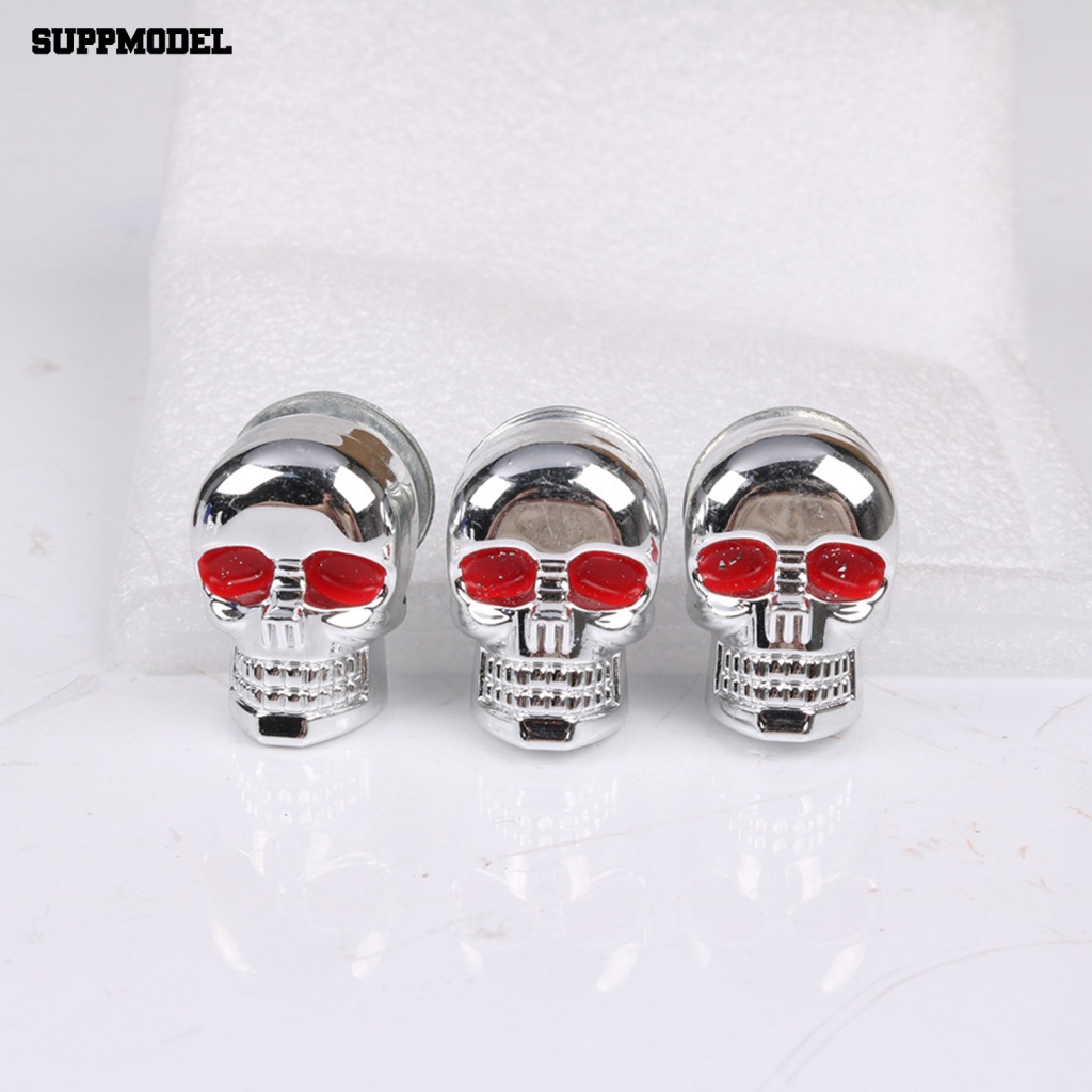 Suppmodel 2Pcs Baut Tengkorak Tahan Lama Untuk Motor Hitam Chrome Skull Plat Frame Baut Sekrup Electroplating