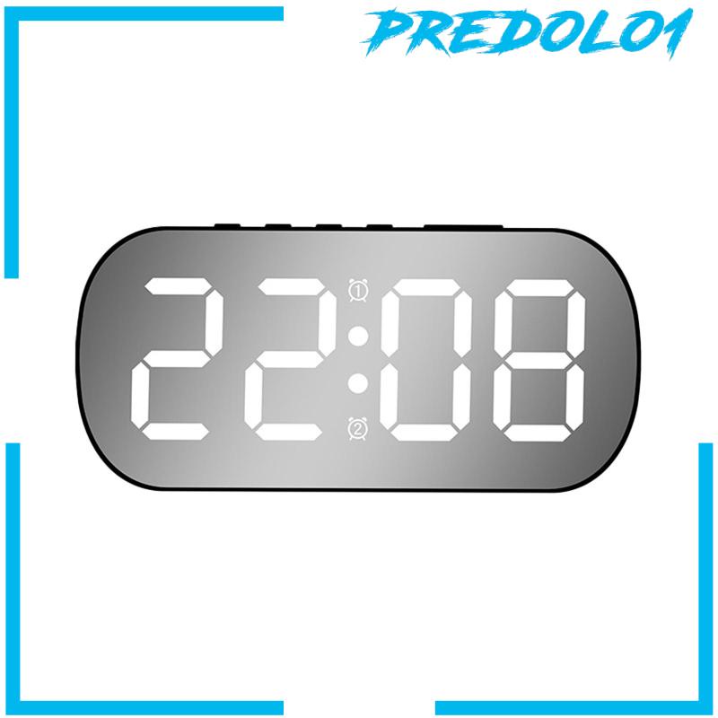 [Predolo1] Jam Weker Digital Mirrored Large Display 5jam LED Kecerahan Yang Dapat Disesuaikan