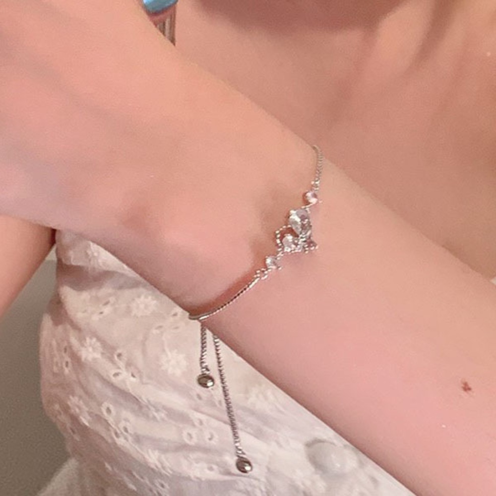 Eropa Amerika Gaya Dingin Cinta Tarik Zirkon Gelang Perempuan Desain Rasa High-end Boudoir Madu Perhiasan Hadiah Perhiasan Manis Hati Perhiasan