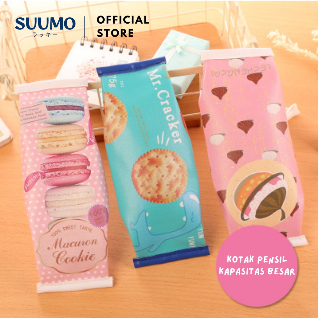 

Suumo Kotak Pensil/Tempat Alat Tulis Aesthetic Motif Makanan Ringan