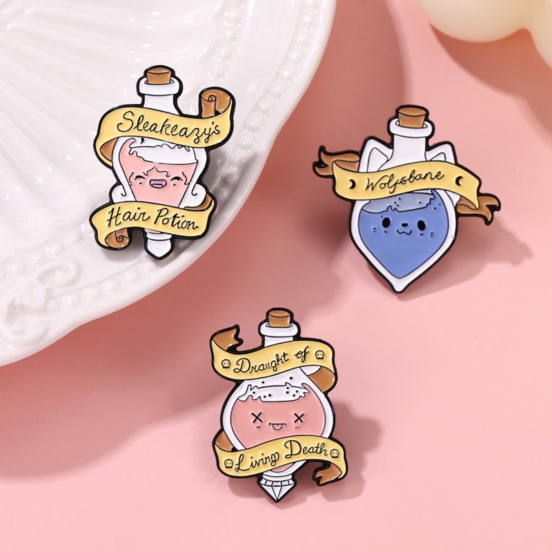 Kreatif Bentuk Botol Enamel Pin Logam Kartun Hadiah Perhiasan Indah Pribadi Untuk Teman Perempuan