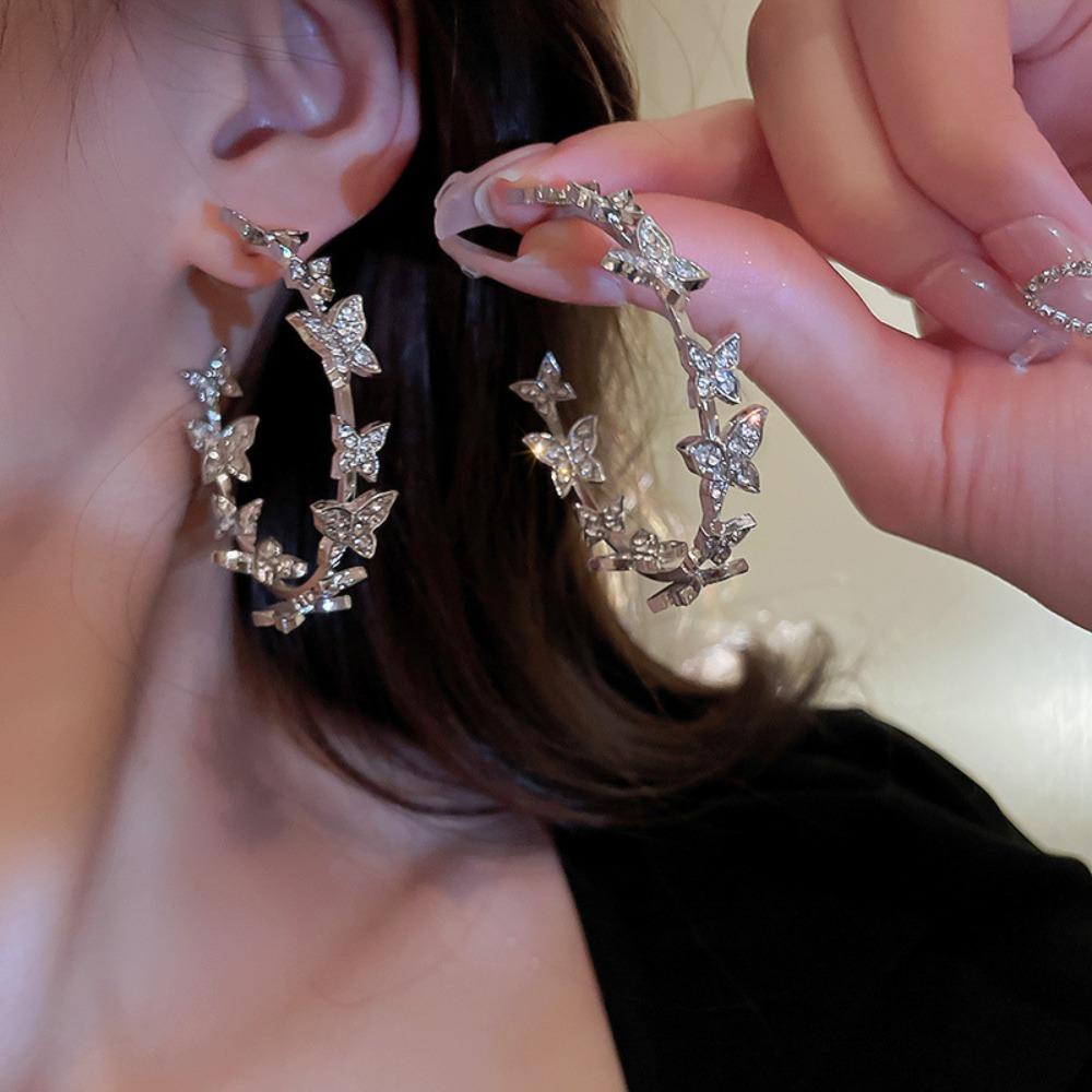 Nanas Wanita Anting Rhinestones Pesta Geometris Stud Earrings