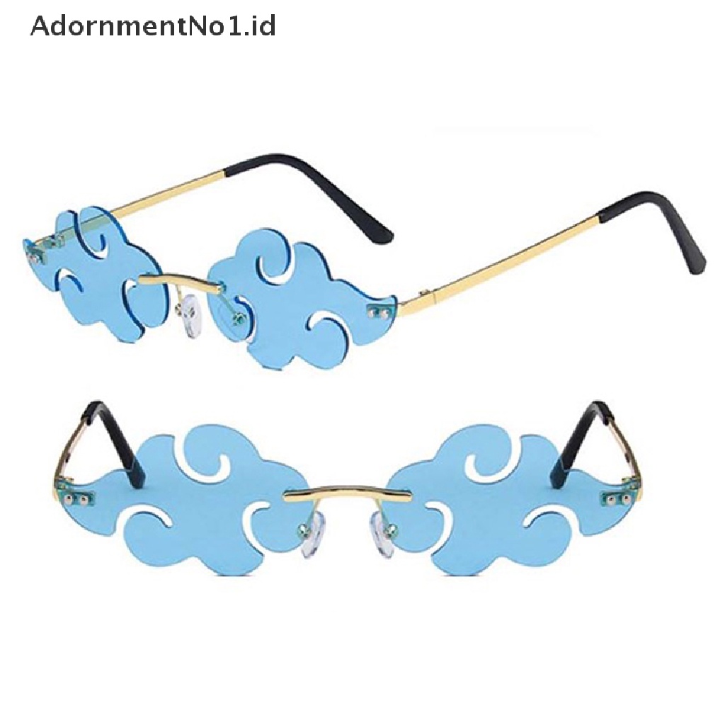 [AdornmentNo1] 1pc Anime Red Cloud Rimless Gothic Glasses Cosplay Eyewear Punk Sunglasses [ID]