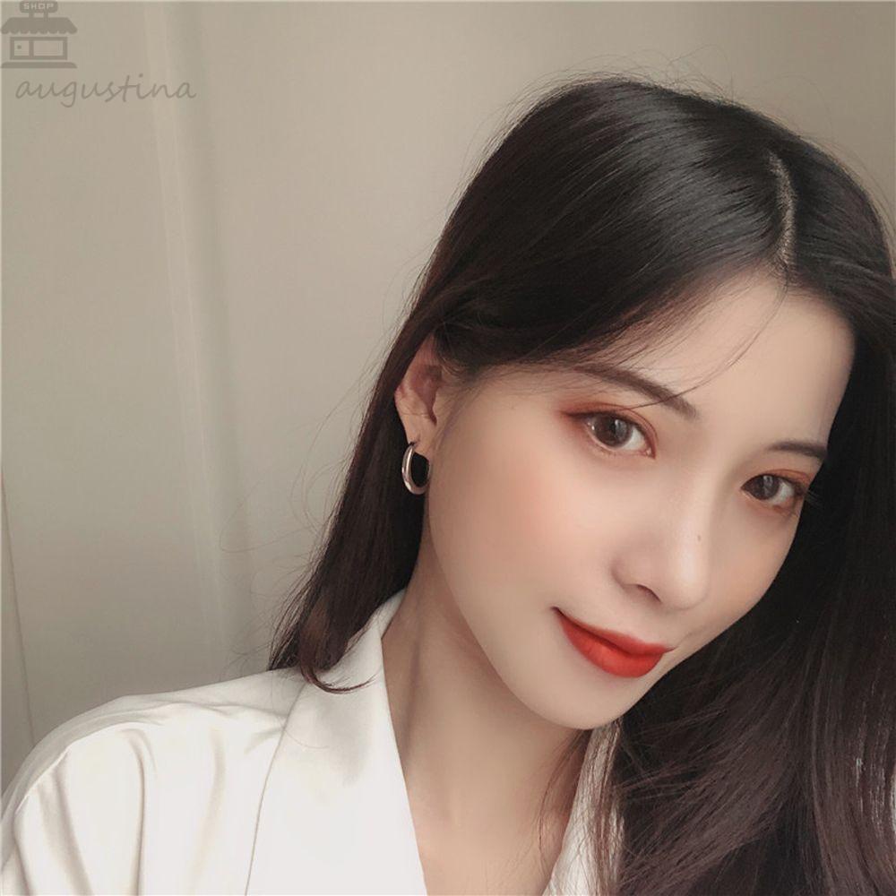 Agustina Wanita Anting Hoop Retro Vintage Gold Silver Untuk Anak Perempuan Hadiah Bentuk C Perhiasan Telinga