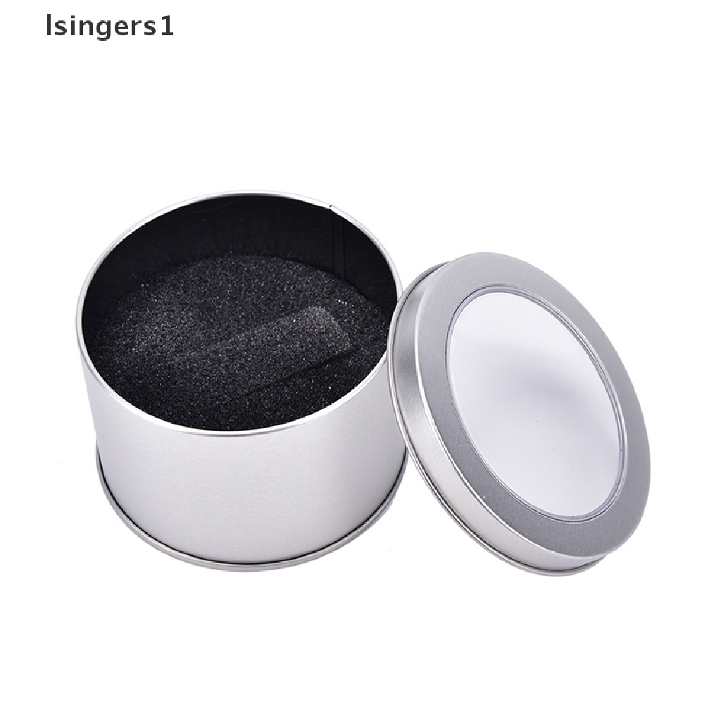 [lsingers1] Kotak Jam Tangan Perhiasan Silver Round Metal Display Case Dengan Cushion Watch Box Holder Butik