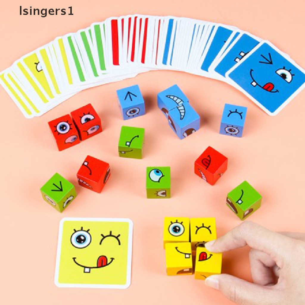 [lsingers1] Facechanging Magic Cube Building BlockGame Matching Expression Puzzle Mainan Butik