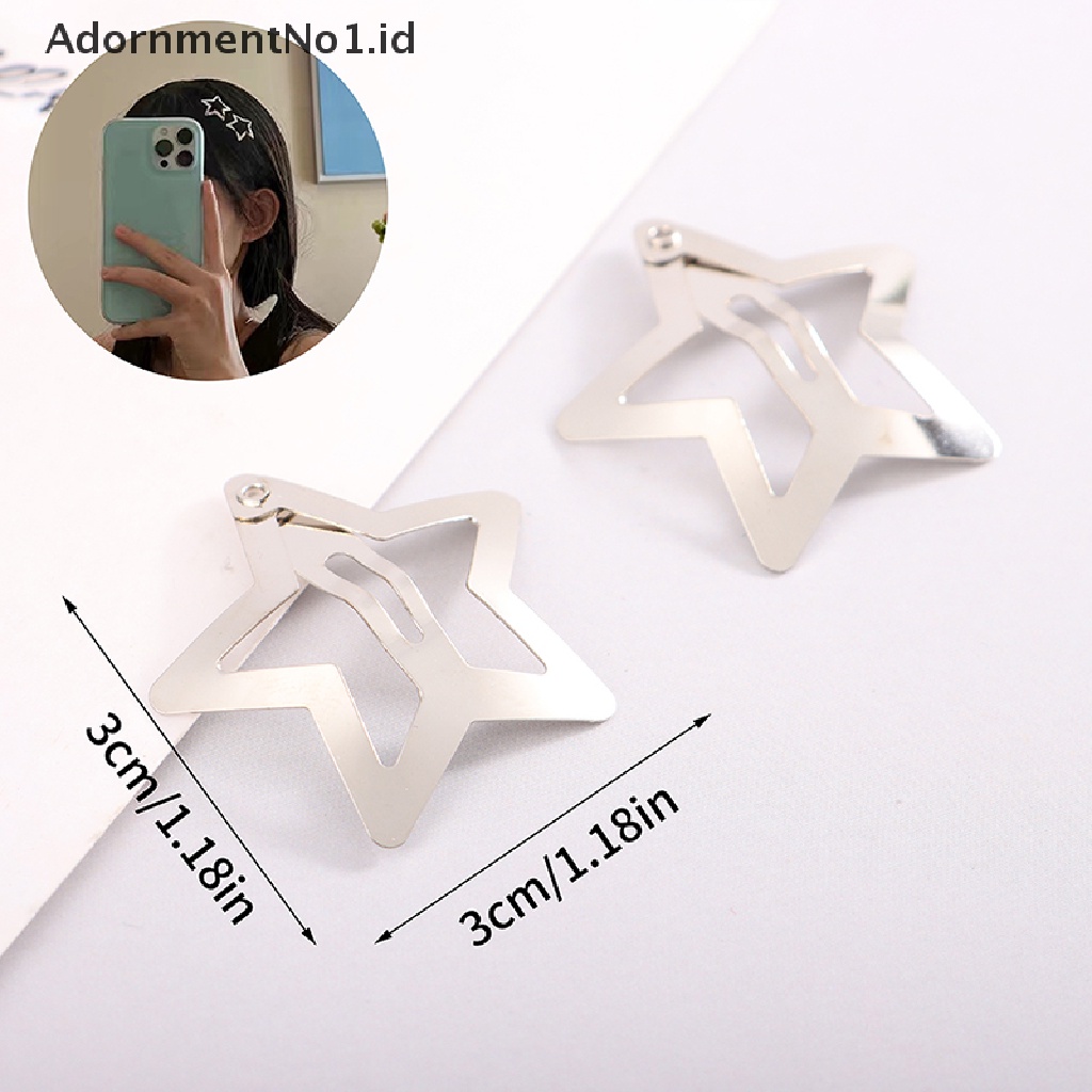 [AdornmentNo1] 4pcs Jepit Rambut BB Bintang Warna Silver Minimalis Star Snap Hair Clip Untuk Anak Perempuan [ID]