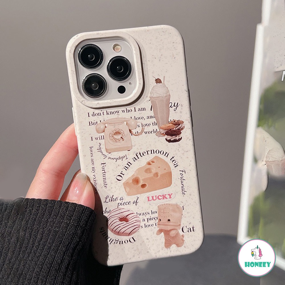 IPHONE Case Bahan Jerami Gandum Biodegradable Motif Roti Retro Gaya Untuk Iphone11 12 13 14 Plus Pro Max X XS XR SE 7 8 Plus