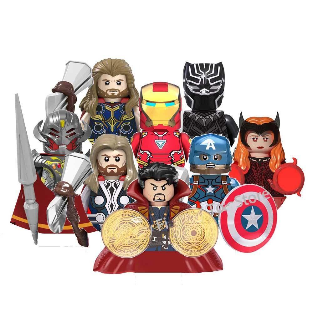 NEEDWAY Needway Superhero Rakitan Blok Anime Kartun Superhero Rakitan Captain America Dekorasi Rumah Merakit Model Koleksi Mainan Mini Action Toy Super Hero Blok Mainan