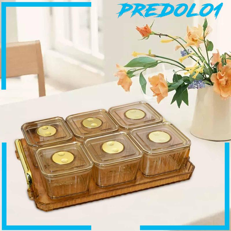 [Predolo1] Nampan Buah Kering Sekat Dengan Rak Appetizer Serving Tray Agar Bening