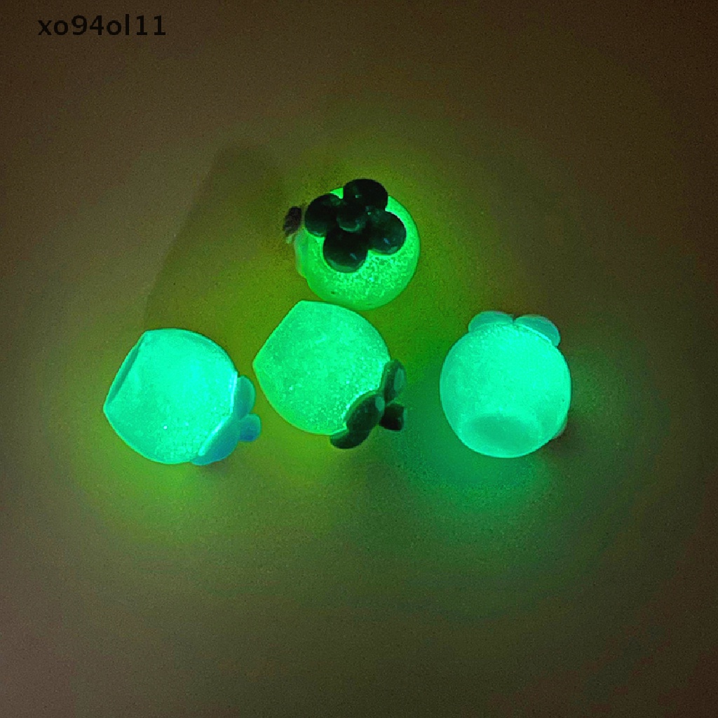 Xo 2Pcs Luminous Manggis Duomei Ornamen Mini Kartun Buah Boneka Mikro Lanskap Dekorasi Rumah Boneka Miniatur Mainan OL