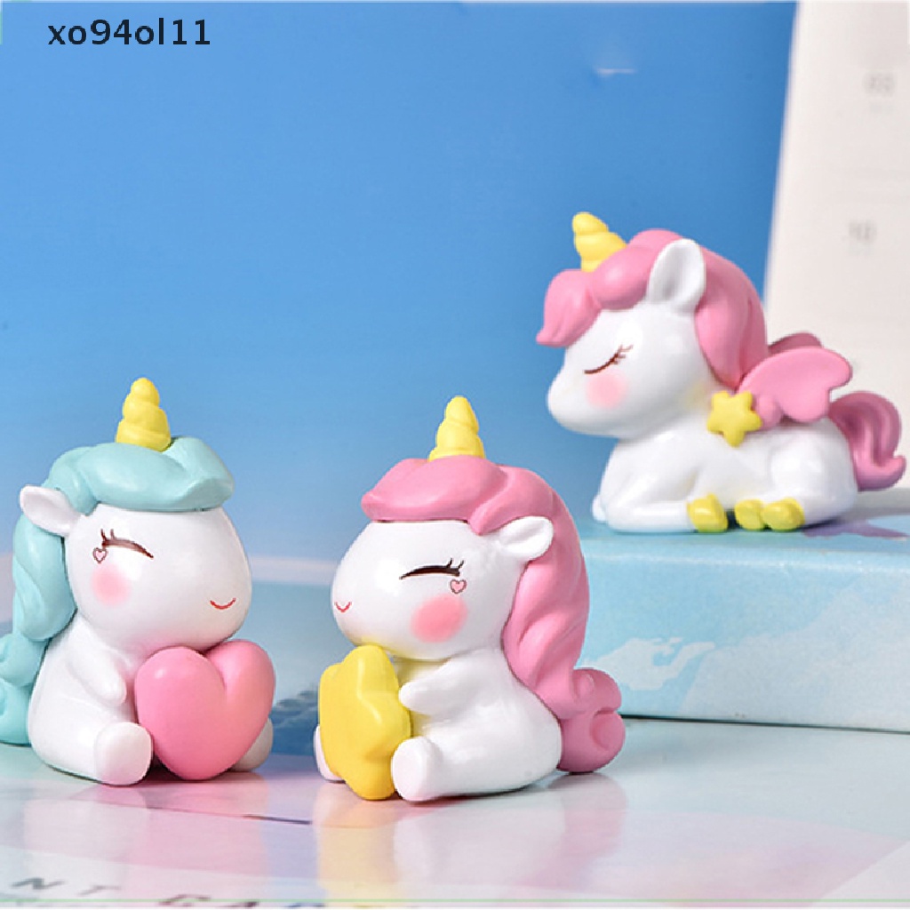 Xo Patung Miniatur Unicorn Lucu Peri Ornamen Taman Kerajinan Lanskap Mikro OL