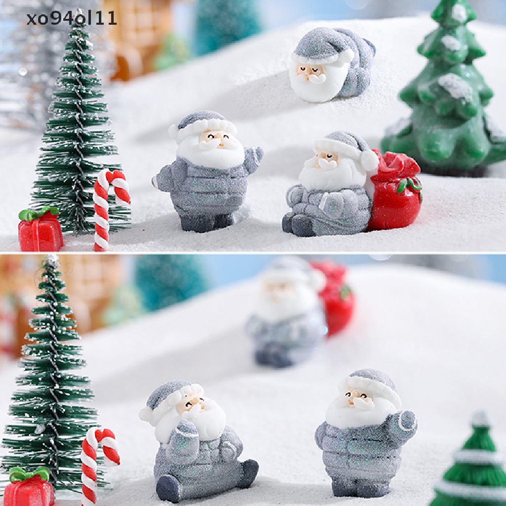 Xo Patung Natal Resin Mini Dekorasi Lanskap Mikro Untuk Ornamen Desktop Rumah Mobil OL