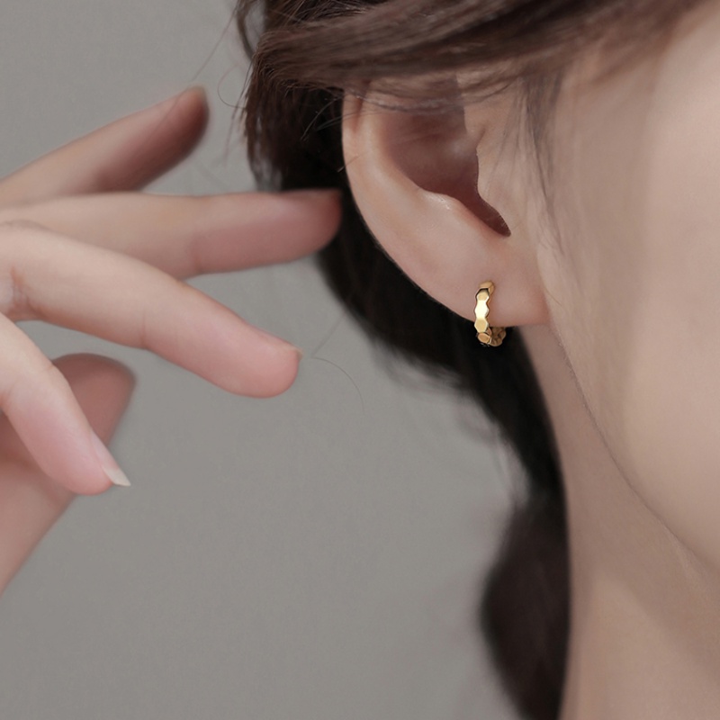 Roselife Minimalis S925 Perak Shiny Lingkaran Hoop Earrings Untuk Wanita Gadis Elegan Geometris Sederhana Anting Bulat Fashion Telinga Perhiasan Aksesoris