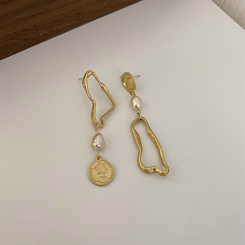 Anting Mutiara Barok Panjang Asimetris Gaya Perancis Retro Temperamen Fashion Perhiasan Mewah Aksesoris Pesta Wanita