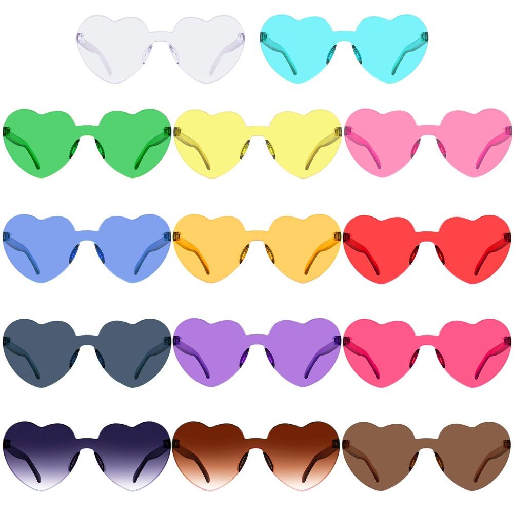 NEEDWAY Kacamata Hitam Hati Warna Permen Travelv Vision Care Happy Birthday Party Love Heart Eyewear Glasses Frame Properti Foto Perempuan Kacamata Matahari