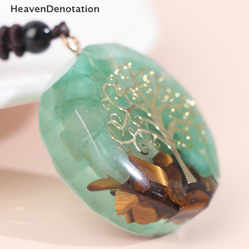 [HeavenDenotation] Orgonite Tiger'S Eye Stone Dongling Jade Pendant Energi Kalung Perhiasan HDV