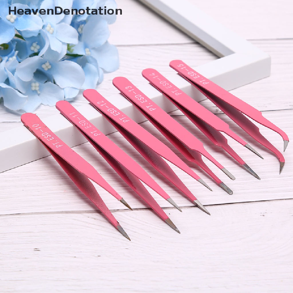 [HeavenDenotation] Profesional pink Penjepit Alis Kecantikan Rambut Miring Stainless Steel Tweezer HDV