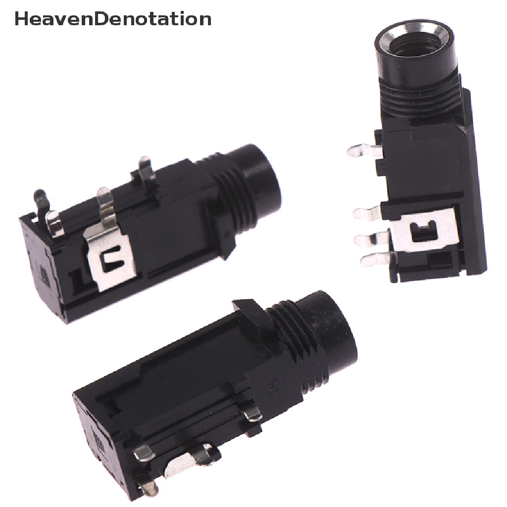 [HeavenDenotation] 3pcs/lot 6.35mm Jack stereo female socket Konektor audio Adaptor 4pin HDV