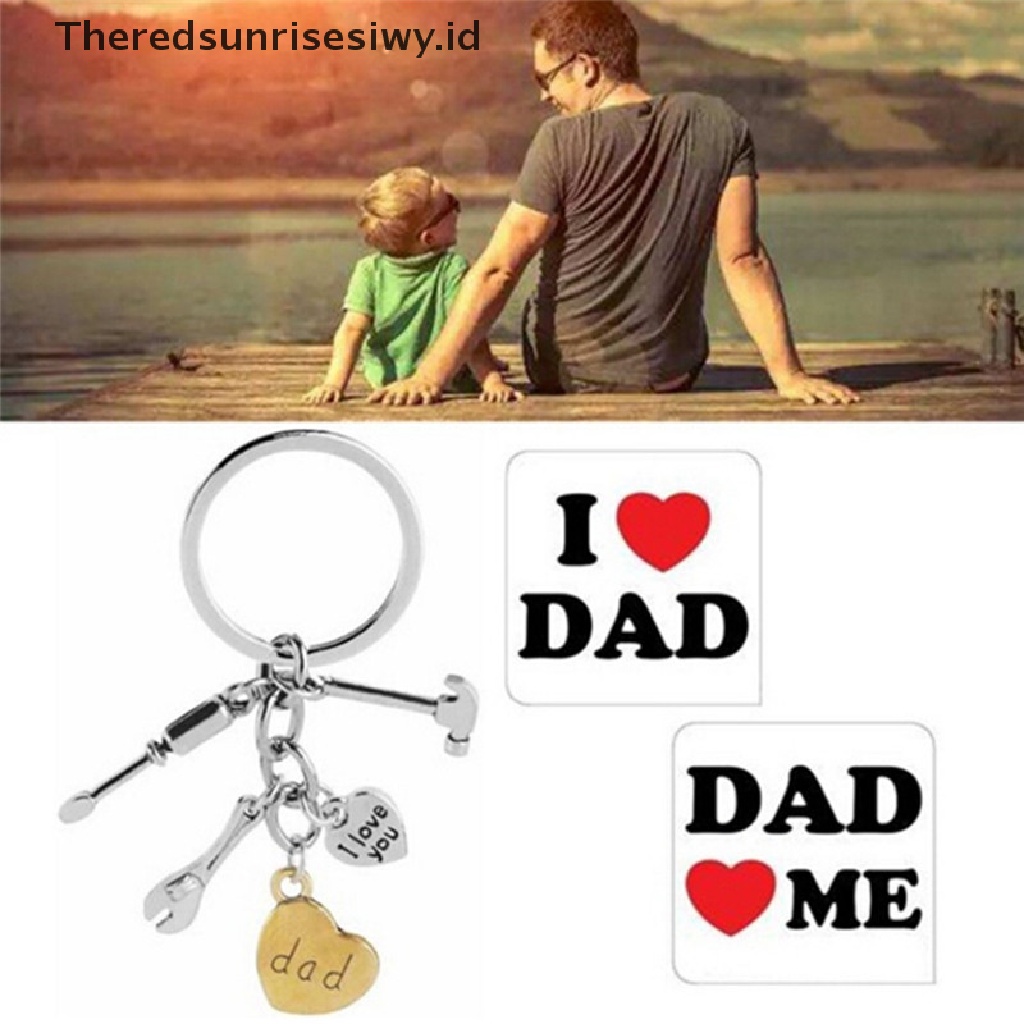 # Kado Mom &amp; PAPA DIY # Father's Day Hand Tools Keychain Gantungan Kunci Silver Ring Hadiah Ayah Gantungan Kunci Bapak~