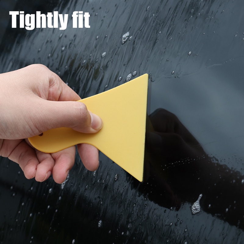 1pc Car Wrapping Film Aplikasi Squeegee Scraper Tools Bubble Stiker Jendela Scraper Piring Kaca Film Plastik Kuning Alat