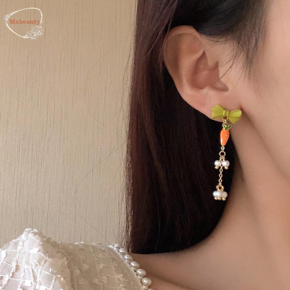 Mxbeauty Anting Perempuan Indah Vintage Wortel Perancis Mewah Manis Ikatan Simpul Menjuntai Anting-Anting