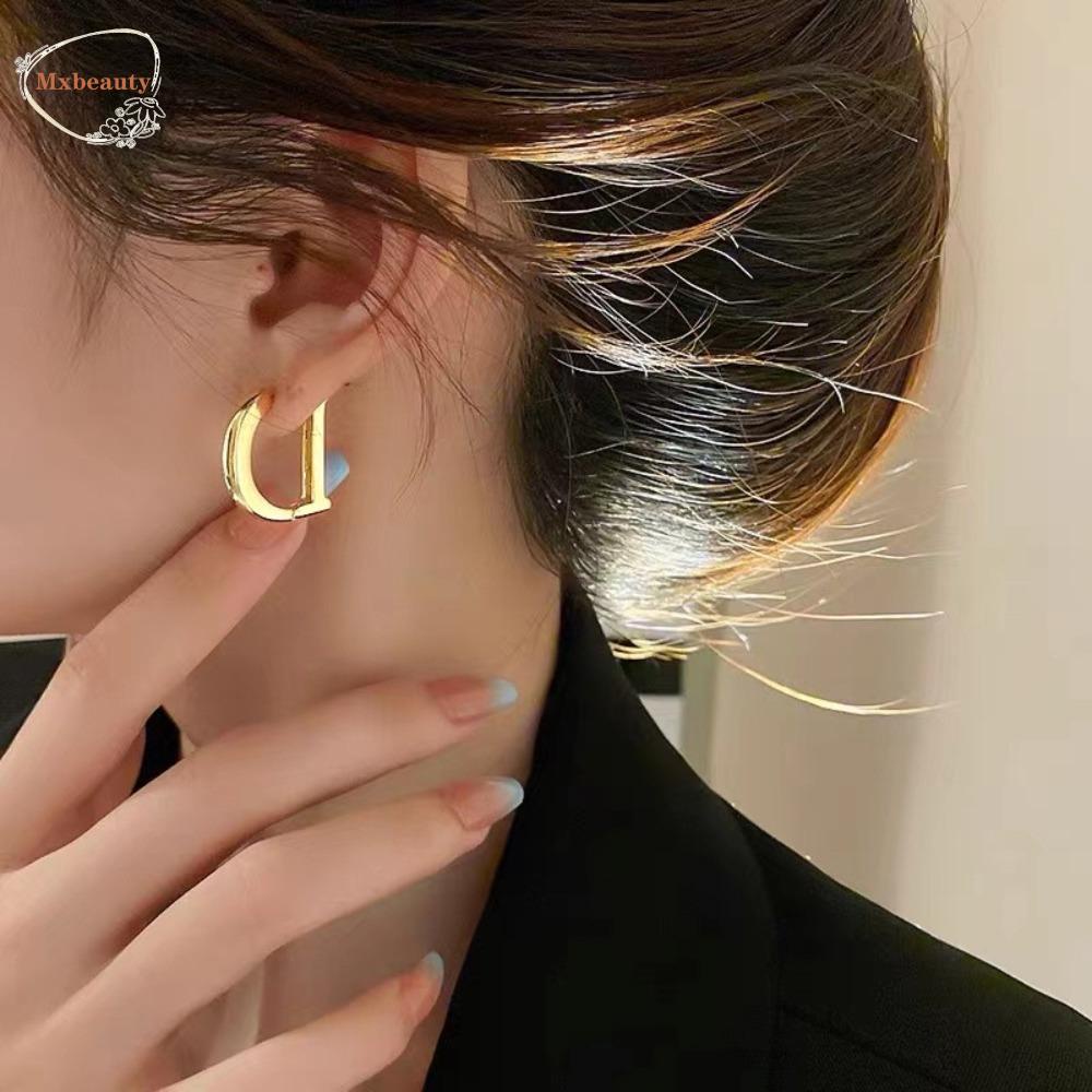 Mxbeauty Wanita Anting Hoop Kepribadian Temperamen Mewah Elegan Huruf D Ceative Pearl Ear Stud